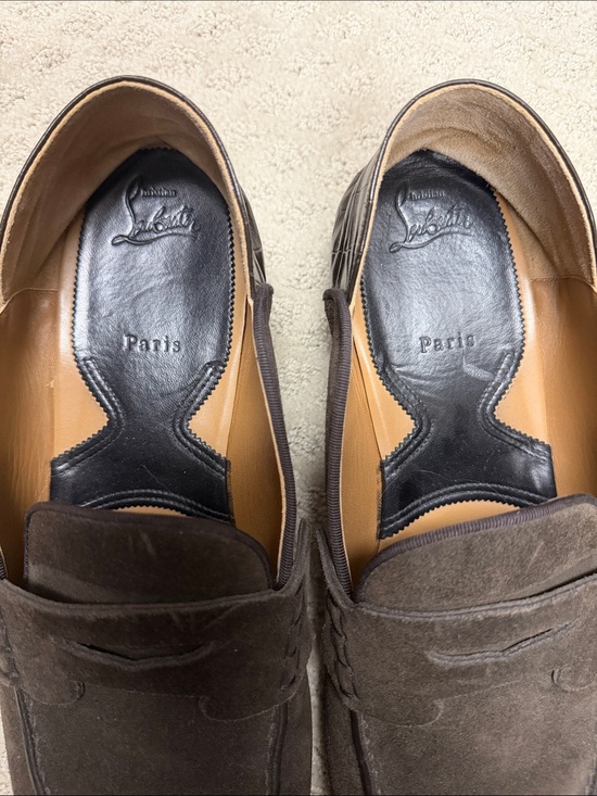 CHRISTIAN LOUBOUTIN - Men\'s Suede Penny Loafers — Brown main image 6
